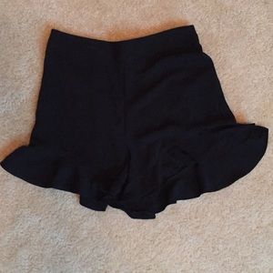 Black high waisted flutter shorts